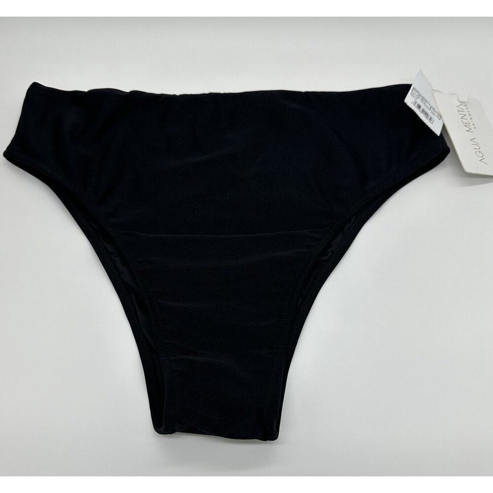 NWT Agua Menta High Cut Bikini Bottom Hot Pants Lined Black